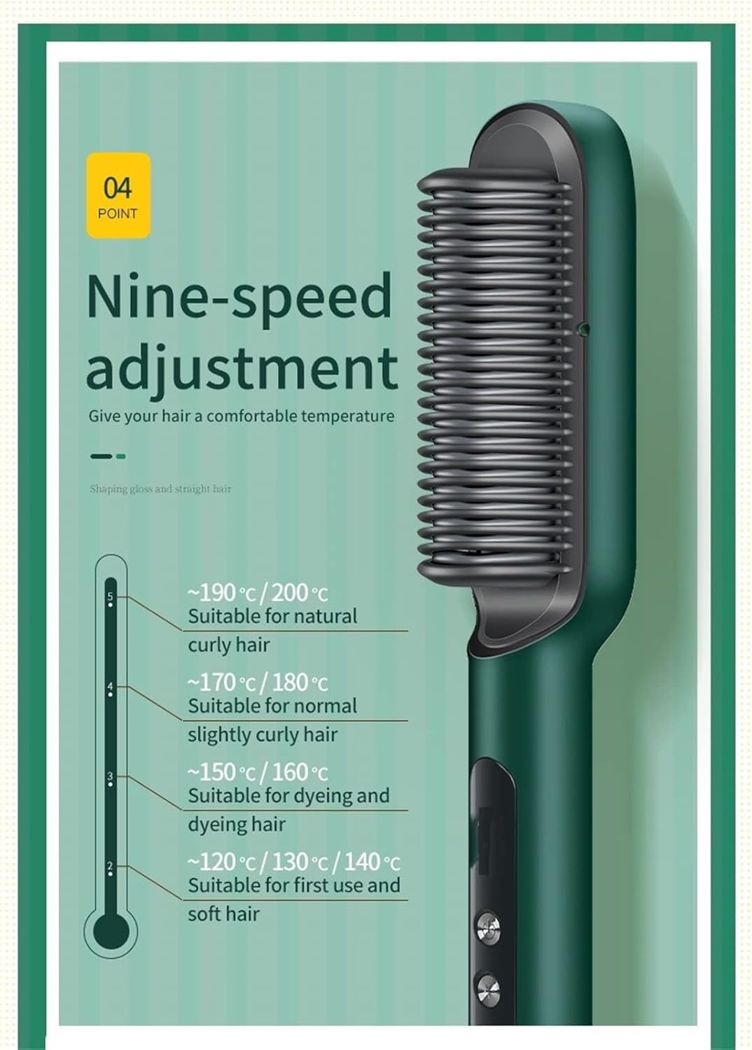 Hair Straightener Brush & Curler 2-in-1  (5 Heat Levels)