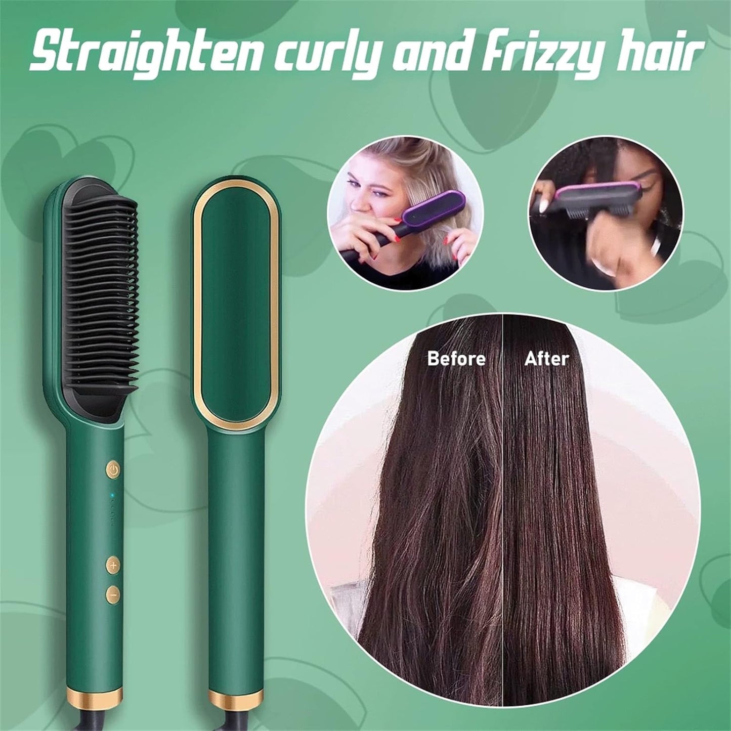 Hair Straightener Brush & Curler 2-in-1  (5 Heat Levels)